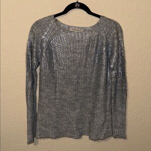 Rinascimento Italy Shimmering Silver Sweater Knit Top small/medium